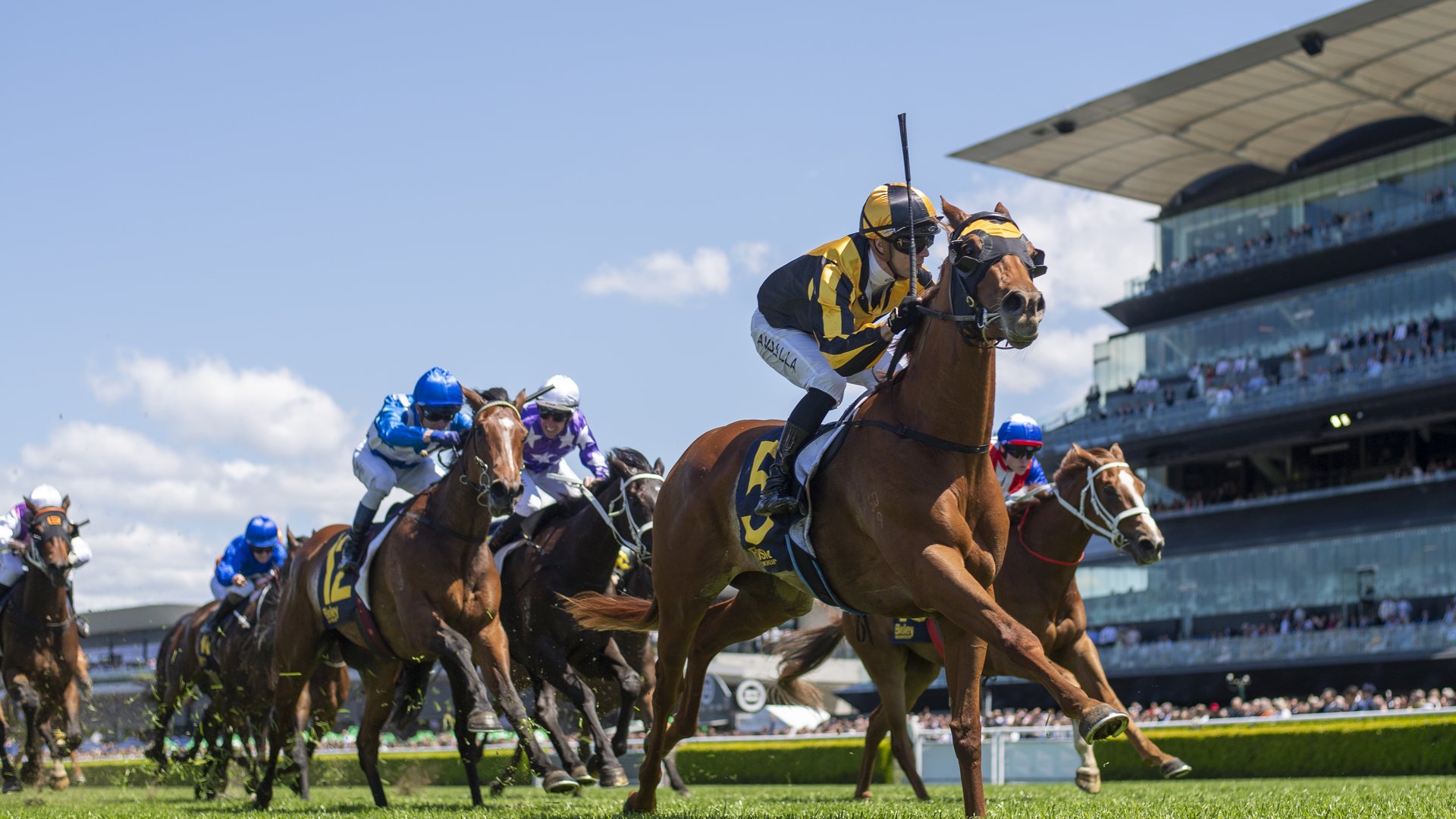 Jockeys racing on the track